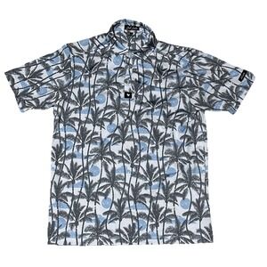 Bad Birdie Men's Golf Polo Shirt SZ Small Unique AOP Pattern Palm Tree Wicking